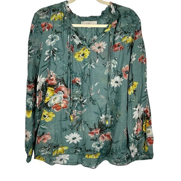 Loft Green Multicolor Floral Top – Size XL - Picture 1 of 5